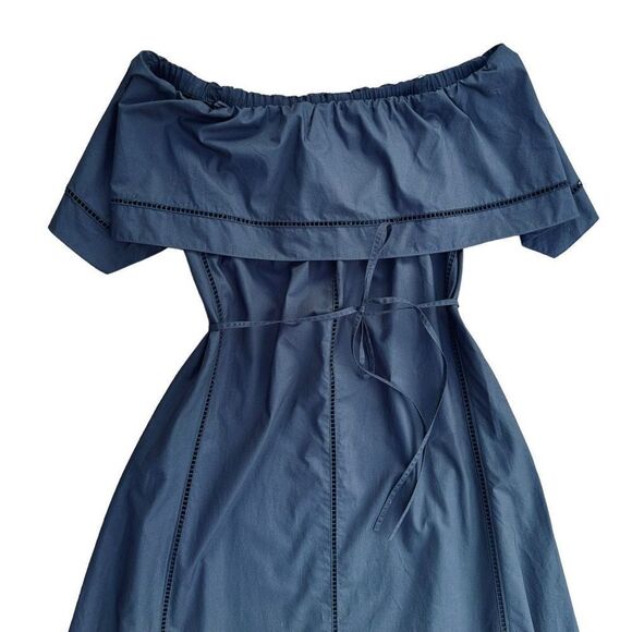 Theory Off Shoulder Dress Eyelet Ladder Black Size 0 - Picture 4 of 8